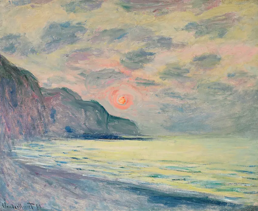 Soleil couchant, temps brumeux, Pourville (1882) by Claude Monet